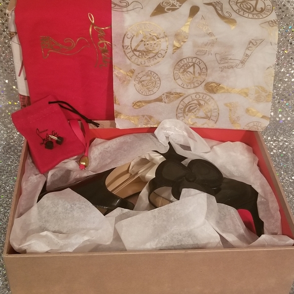 20th Anniversary Louboutins Black Pensee 100 mm sz 38.5 Complete Original Set - Picture 2 of 16